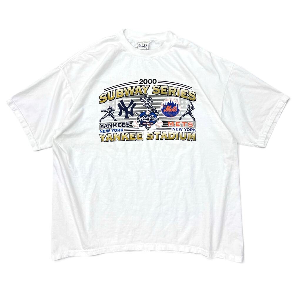 Vintage NY Yankees Mets World Series Subway MLB Baseball Shirt White 2000 Y2k